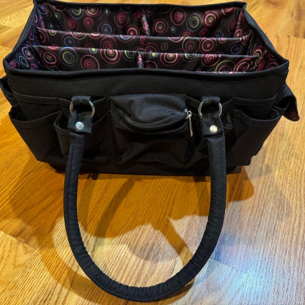 Black tote bag craft caddy